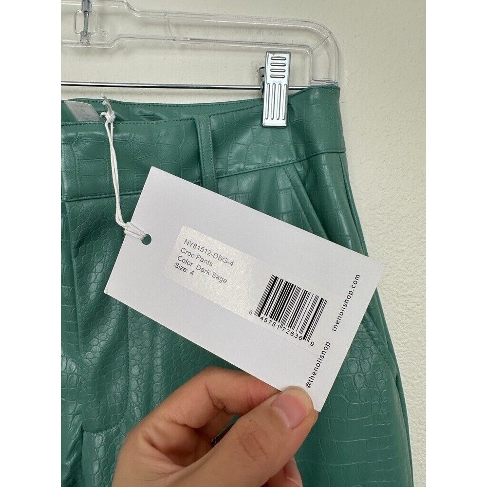 The Noli Shop Croc Pants Dark Sage Green Blue Festival Bohemian Women's 4 NEW - Picture 7 of 11